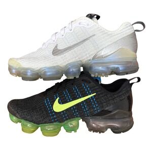 Nike Air VaporMax 3 Flyknit Kids 6Y White Silver Black Volt Blue BQ5238 DD9718